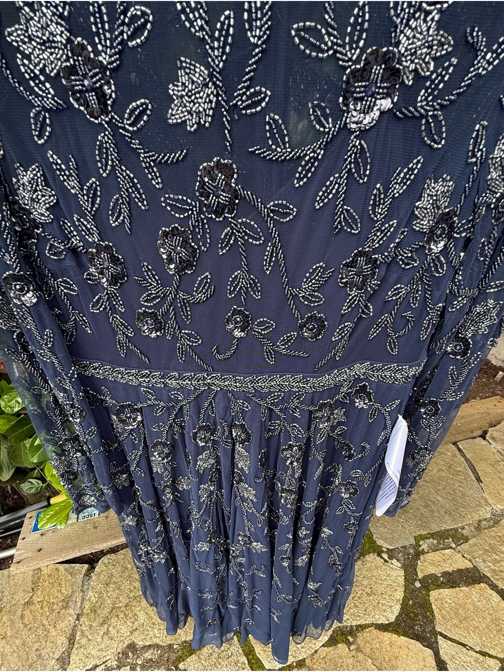 Embroidered Navy Blue Women's Wedding Dress